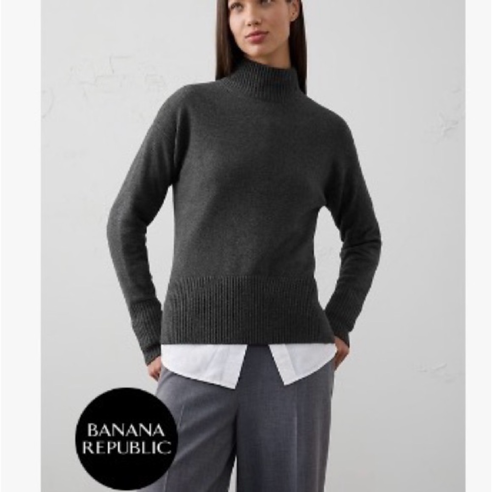 Banana Republic Dark Charcoal Mock-Neck Sweater